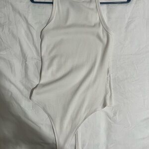 White Sleeveless Scoop Neck Bodysuit